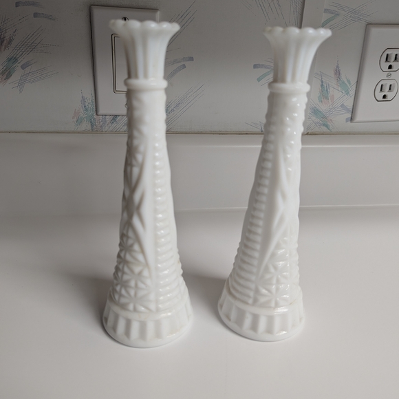 Other - Elegant White Glass Vases